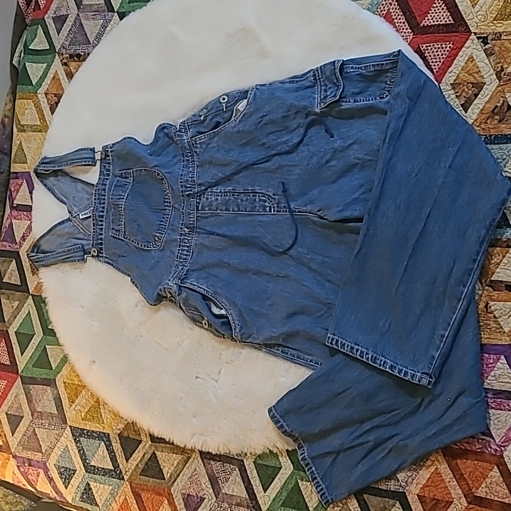 Vintage 90's Y2K Bill Blass Denim Blue Jean 100% Cotton Bibbed Overalls